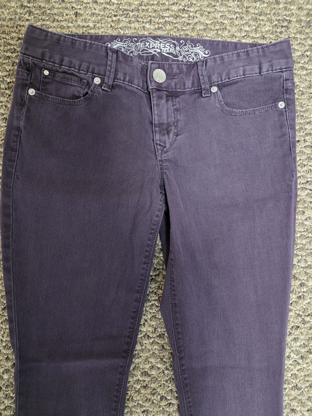 💜🦋 Express Purple Skinny Jeans Low Rise Jean Legging Y2K Mall Girl Size 6 Reg - Picture 5 of 10